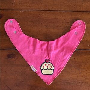 Pink Bandana Bib with Cupcake Design